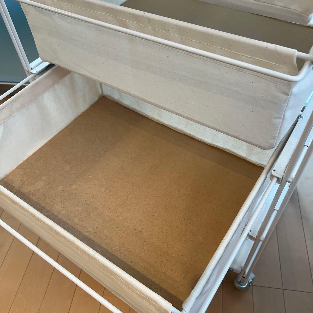 無印・スチールユニットシェルフ帆布バスケットセット幅56ｃｍタイプ・ライトグレー