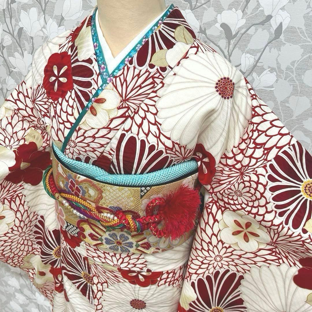 ジュニア卒業式着物 菊椿赤 十三参り着物 袴下着物 【九重】