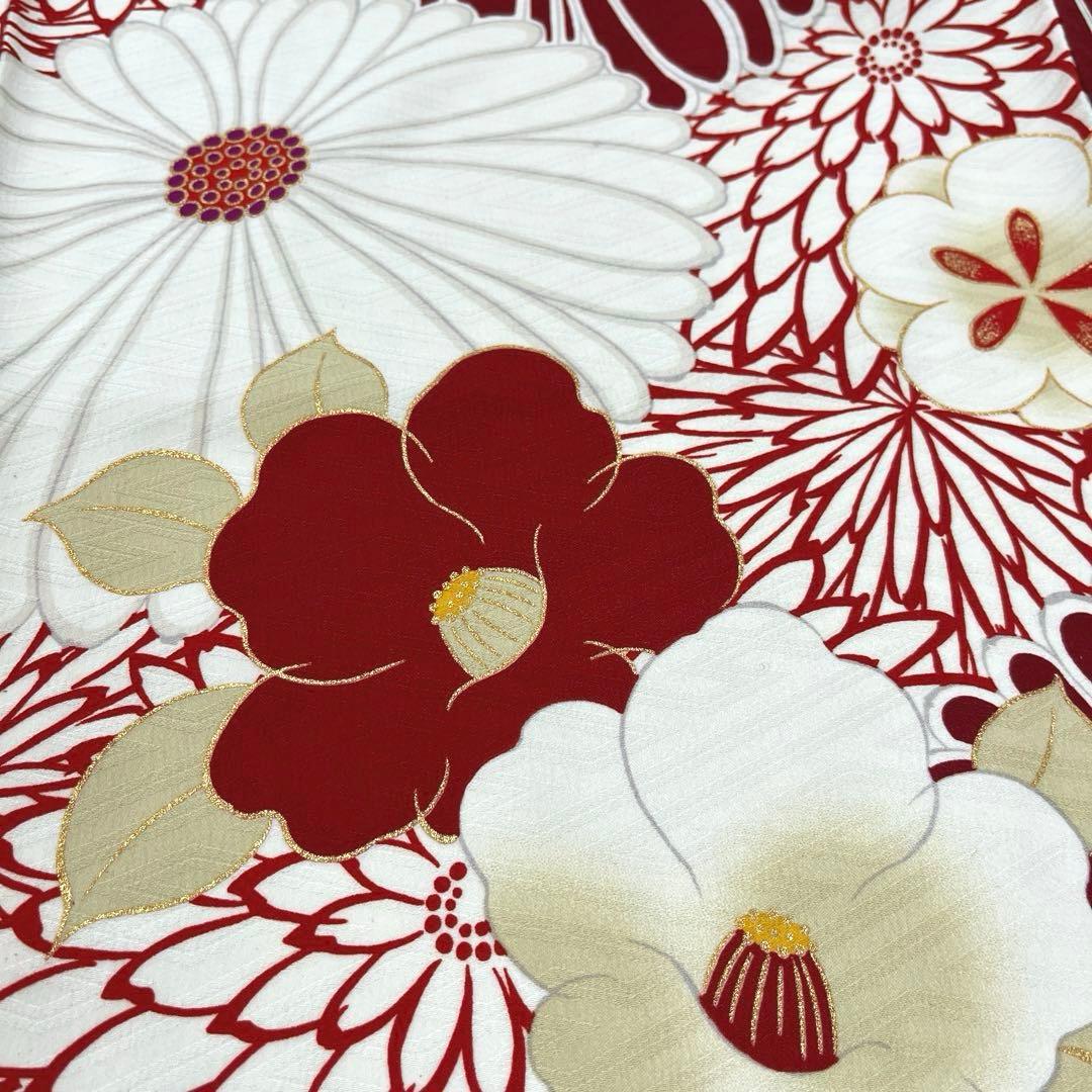 ジュニア卒業式着物 菊椿赤 十三参り着物 袴下着物 【九重】