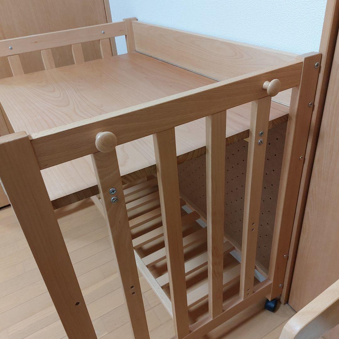 ケン、石崎家具 日本製 5way ベビーベッド 「ミニベッド＆デスク」