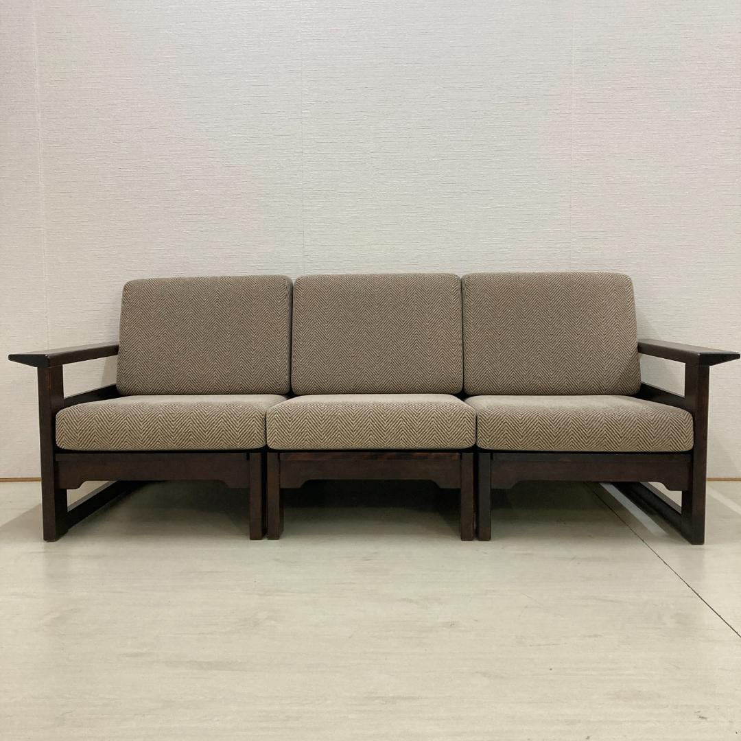 北海道民芸家具　飛騨産業　３人掛けソファ　セパレート