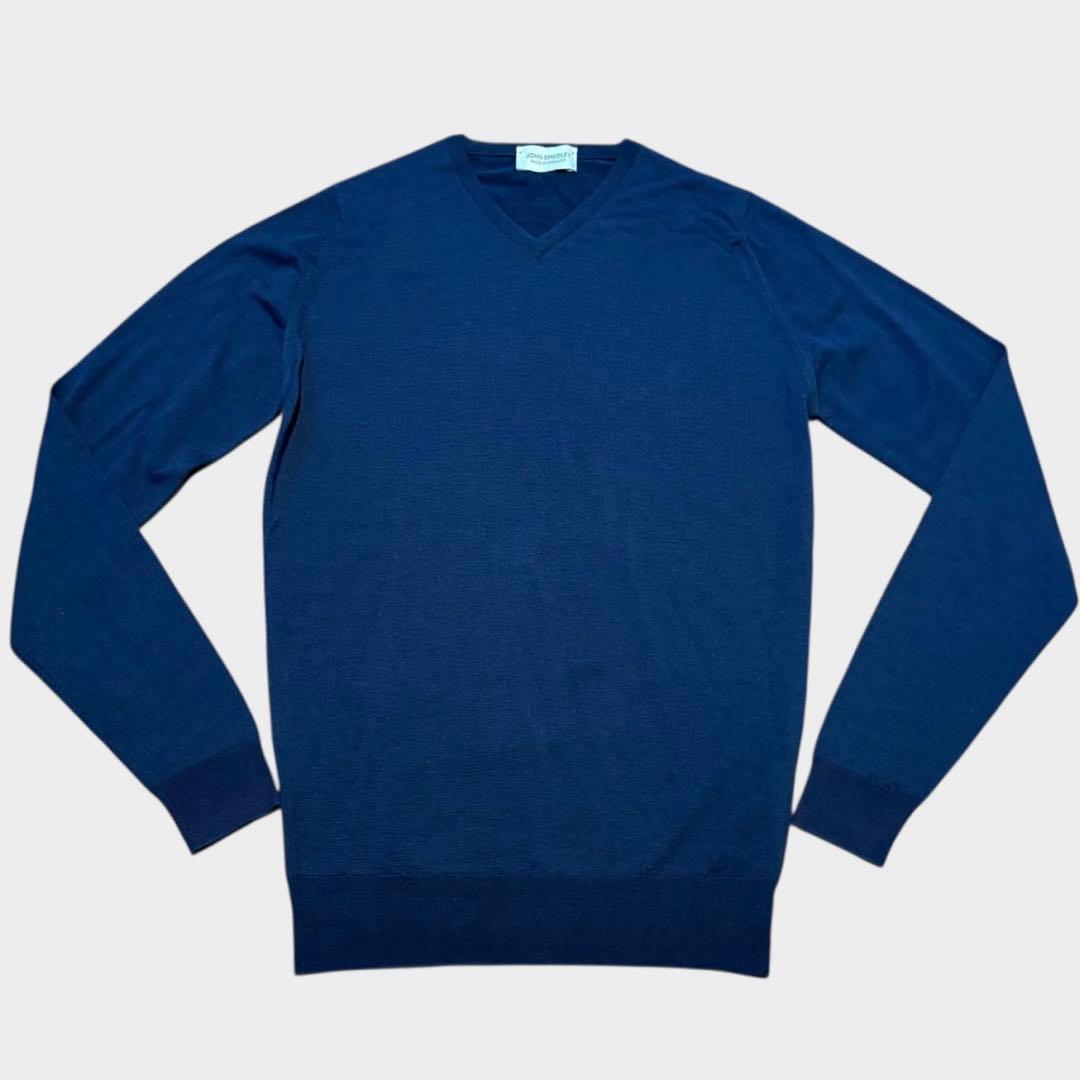 【美品】ジョンスメドレーJOHN SMEDLEY 英国製ウール Vネックセーター