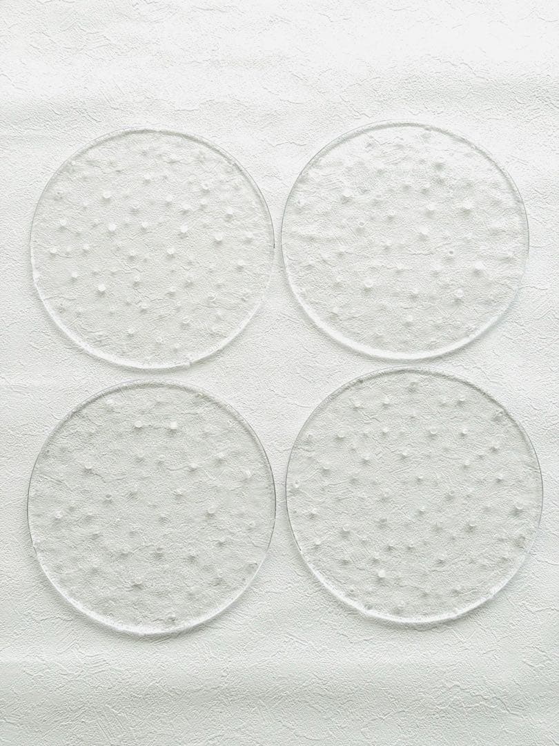 スガハラ ドロップレット 丸形プレート 24㎝ クリアー 3枚セット 新品未使用