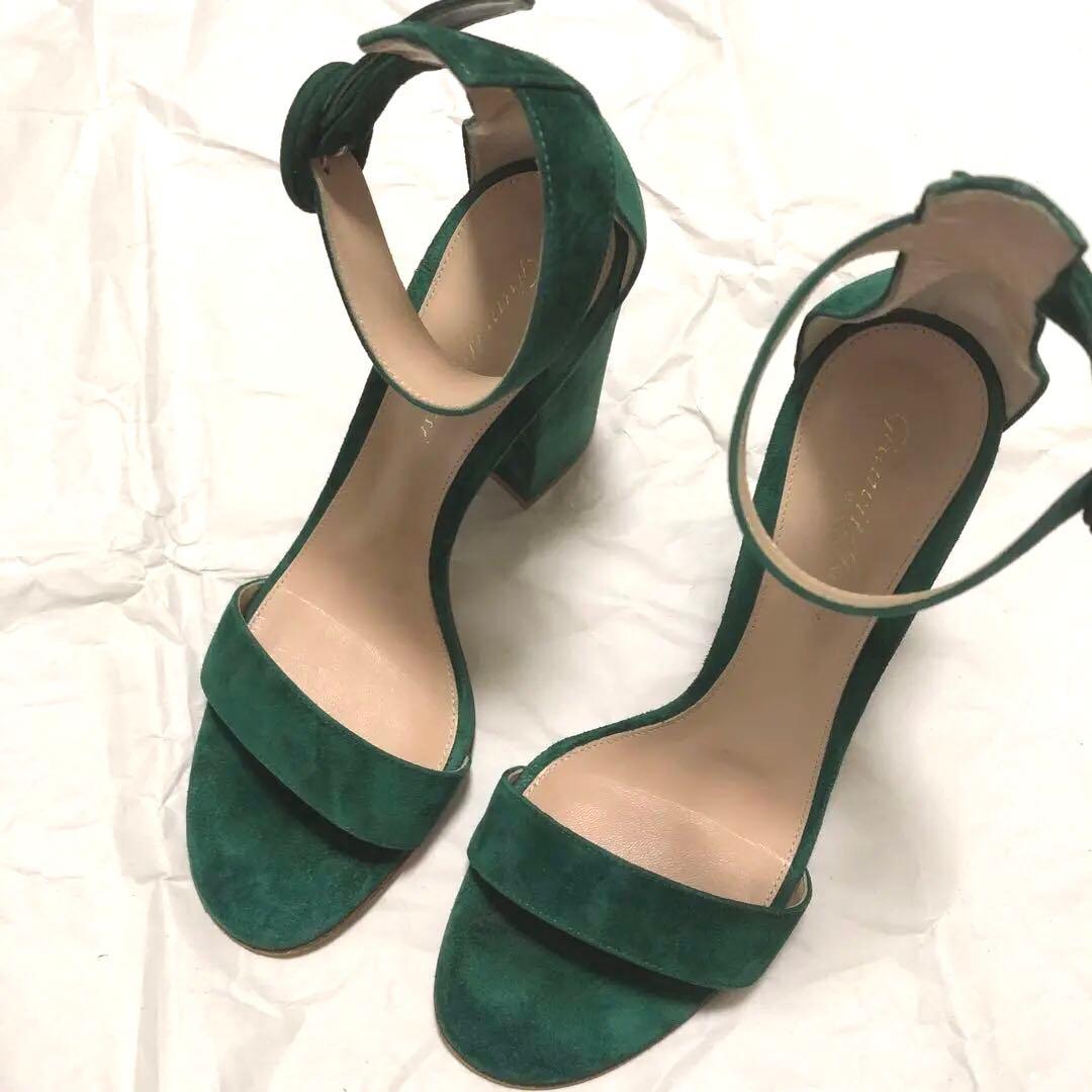 GianvitoRossi ジャンヴィットロッシ　スエード　サンダル　グリーン