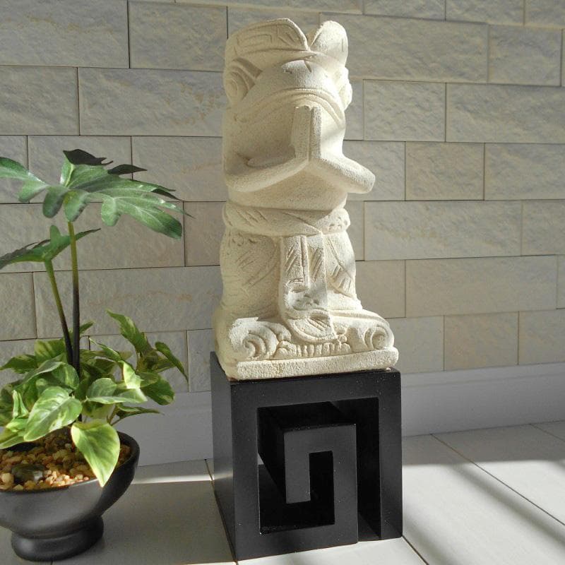 石像 バリ スタイル お祈りかえる 渦巻き スクエア 飾り台 セット♪ バリスパ