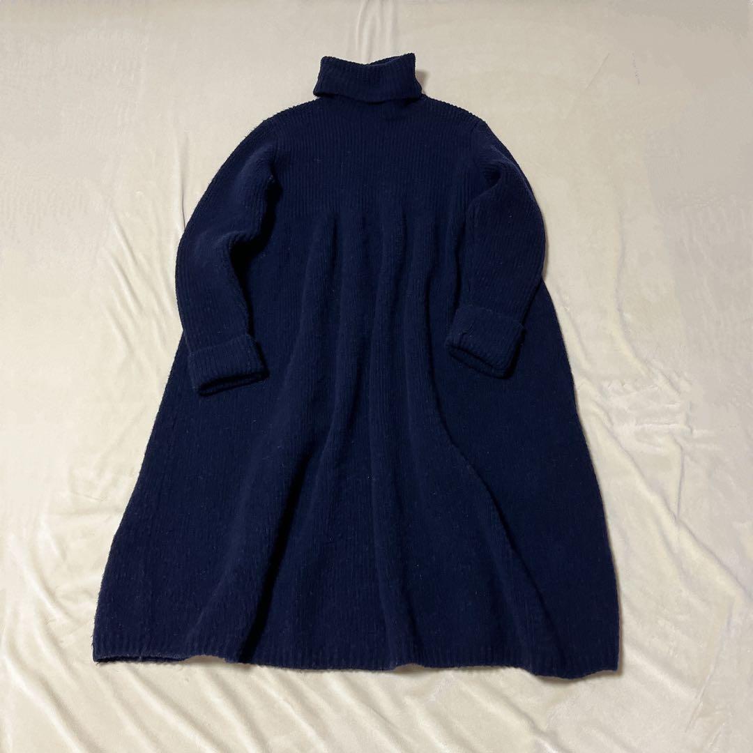 【タグ付】45R　ふわふわループニットワンピース タートルネック ウール