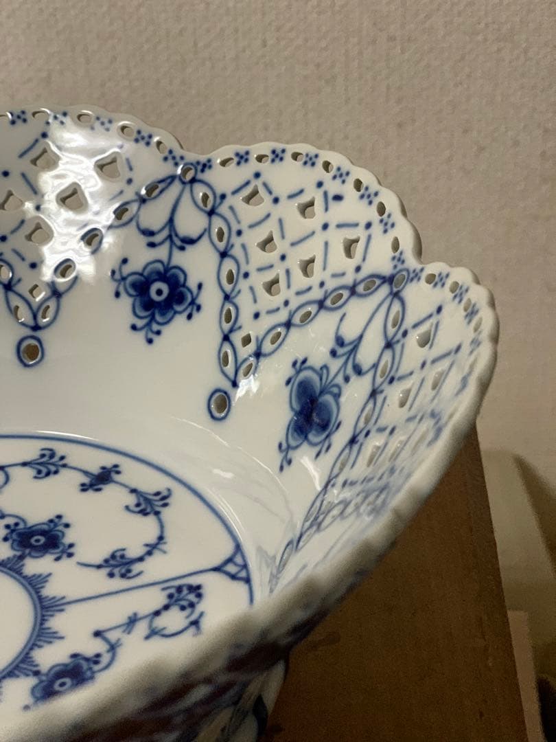 ロイヤルコペンハーゲン　ブルーフルーテッドダブルレースフルーツバスケット、