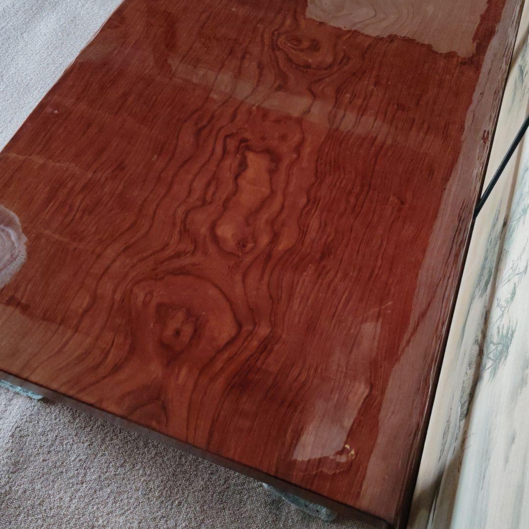 天然木 高級座卓 和 無垢 ローテーブル 一枚板調 平卓 レトロ　アンティーク