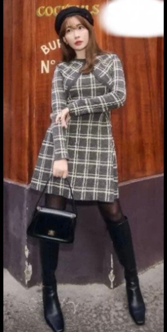 ワンピース Her lip to Pantheon Checked Knit Dress