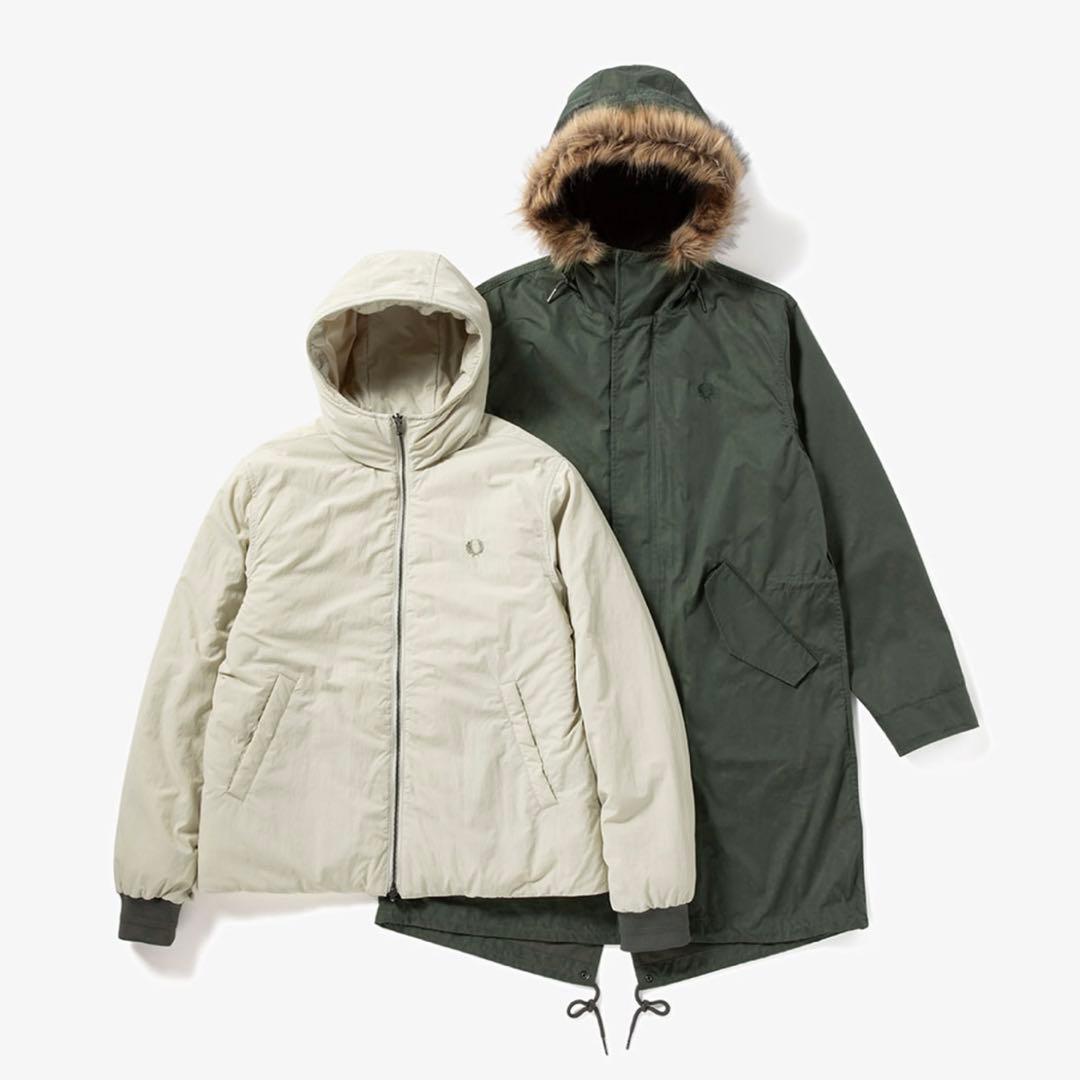 FRED PERRY ミリタリー フィッシュテール ファー付き モッズコート