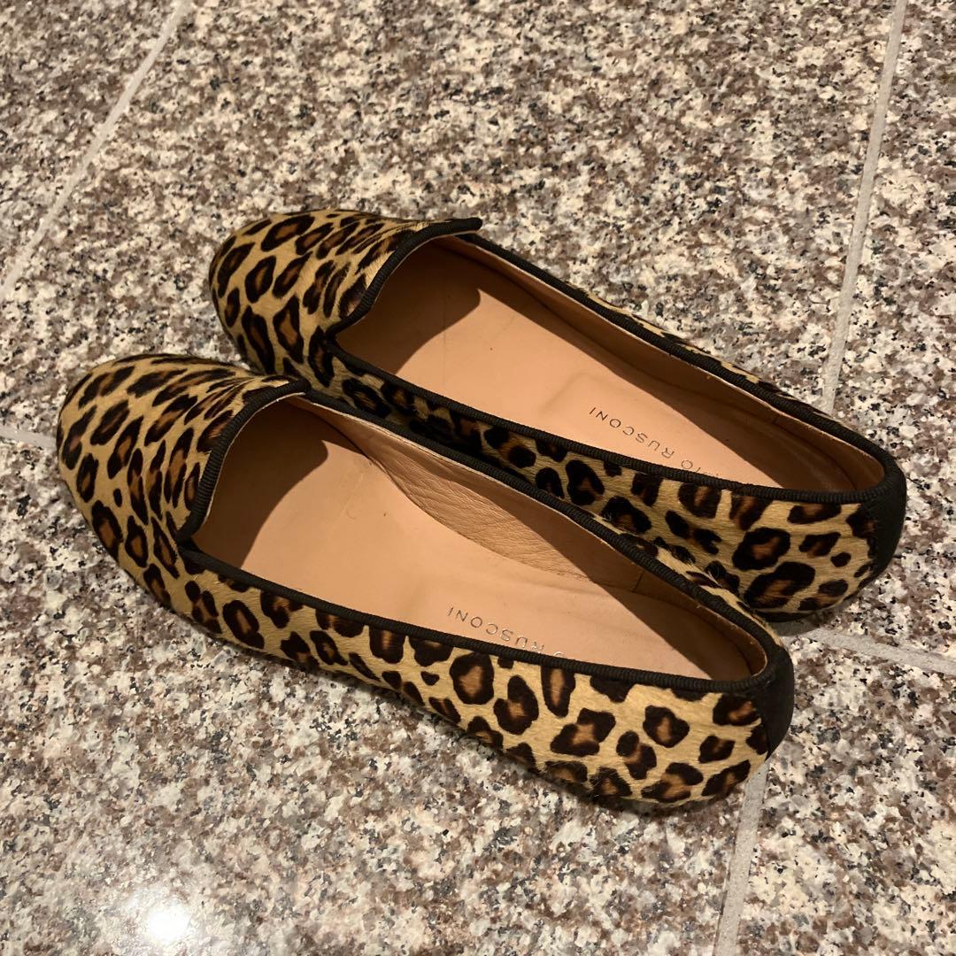 FABIO RUSCONI レオパートフラットシューズ　ハラコ　36