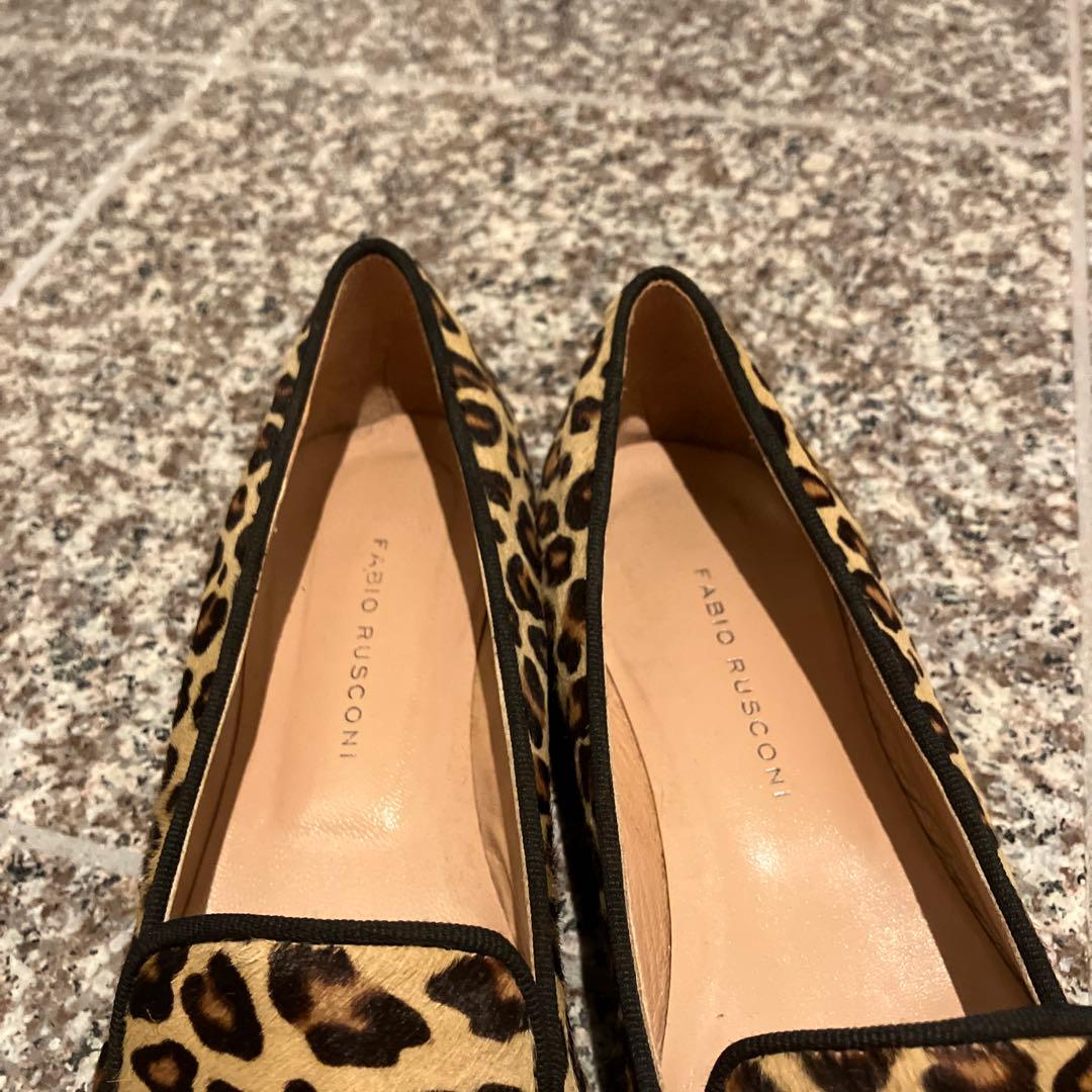 FABIO RUSCONI レオパートフラットシューズ　ハラコ　36