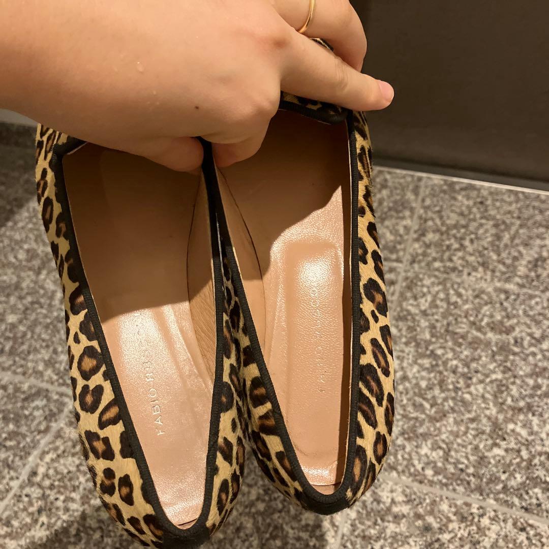 FABIO RUSCONI レオパートフラットシューズ　ハラコ　36