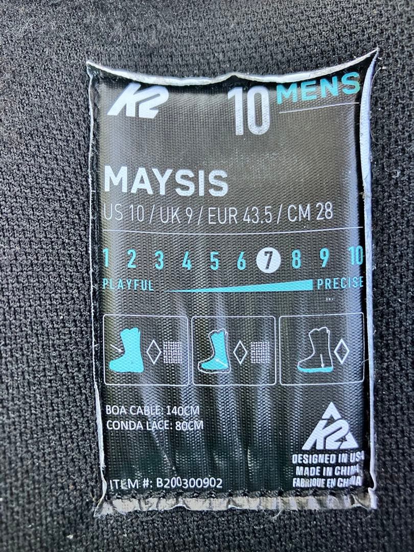 ケイツー K2 MAYSIS 28cm B200300902 美品　スノボブーツ