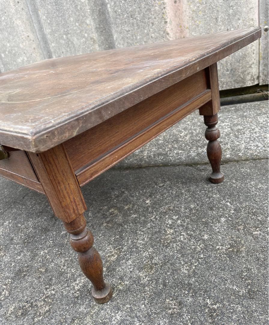 ビンテージ/当時物/無垢材/文机/机/書斎机/作業台/テーブル/ろくろ脚/12