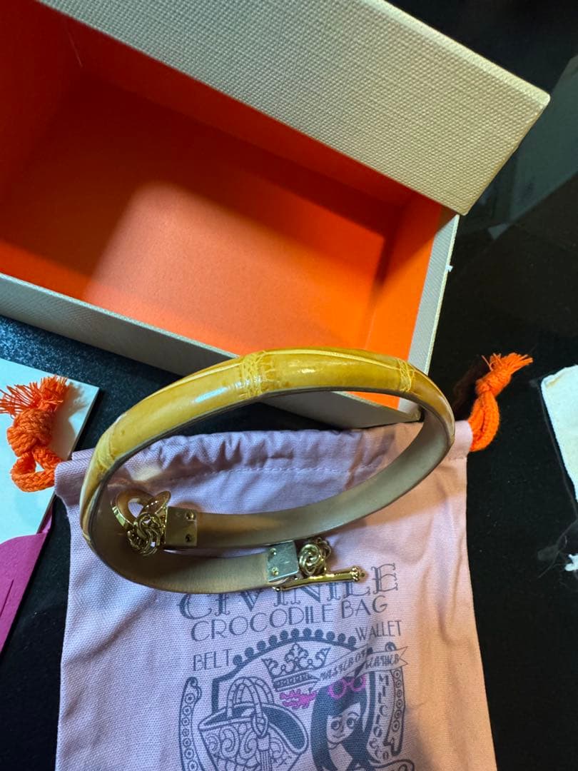 チビナイル　馬蹄チャーム&バングル チビワニ3点セット　クロコダイル　キャラメル