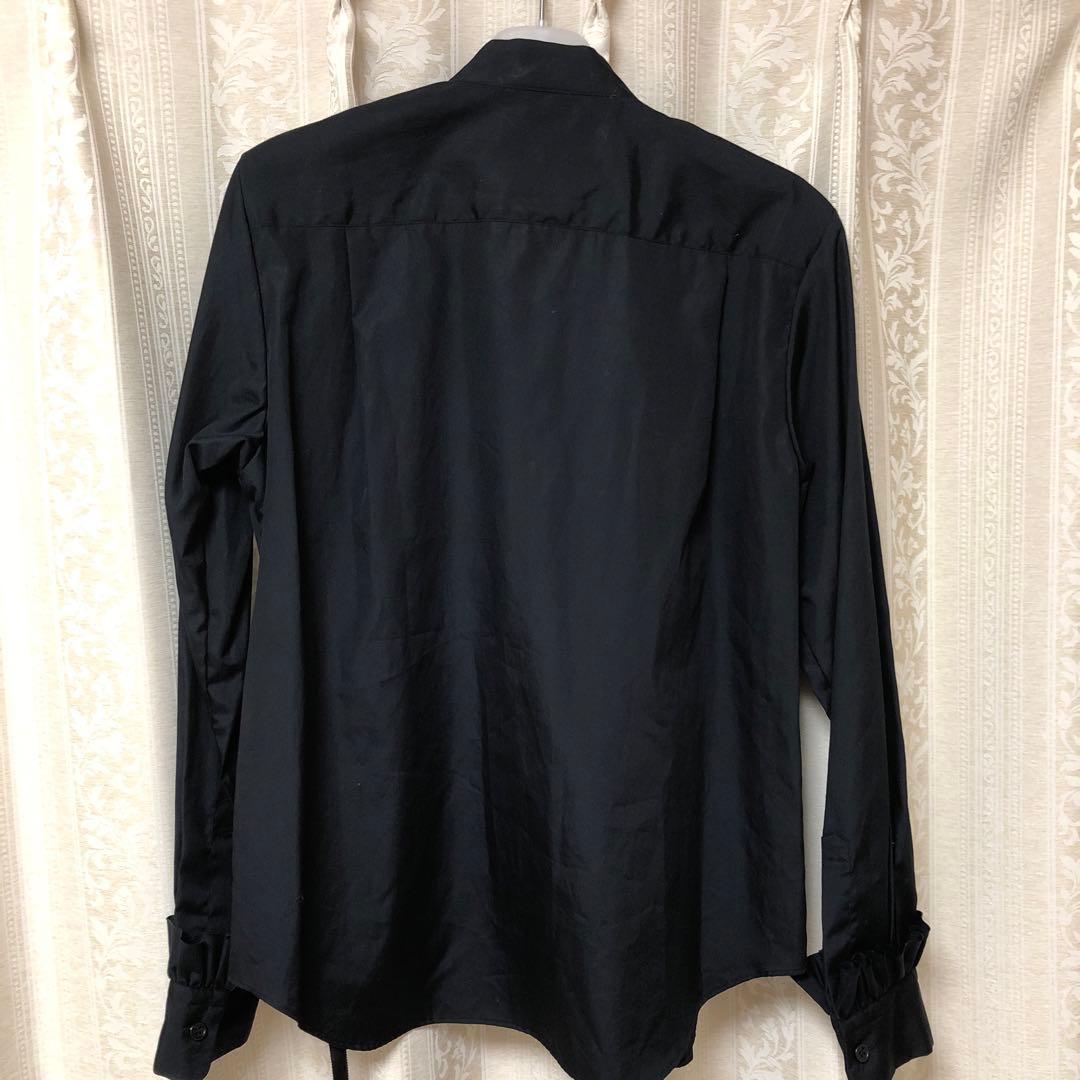 【noir kei ninomiya】 フリル付きチャイナボタン_ブラウス _黒