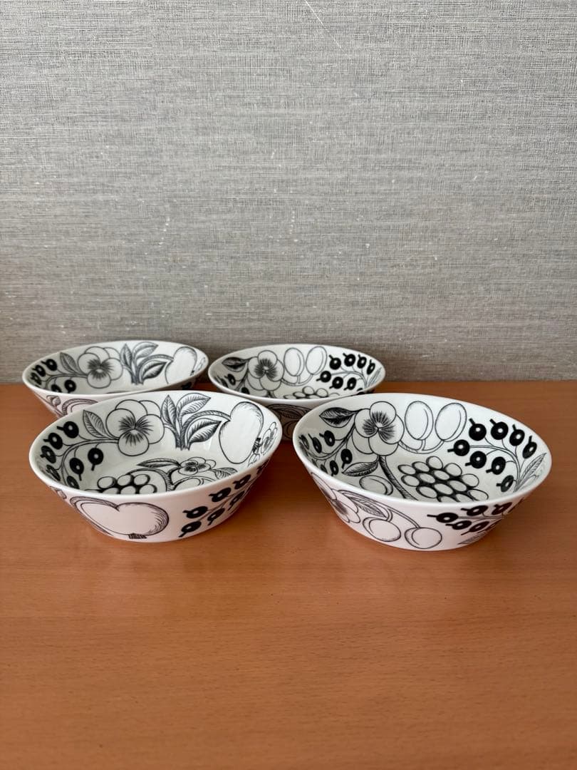 旧ロゴ　アラビア パラティッシ　ブラック スープボウル 17cm 4個セット