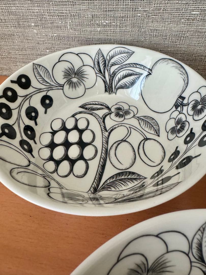 旧ロゴ　アラビア パラティッシ　ブラック スープボウル 17cm 4個セット