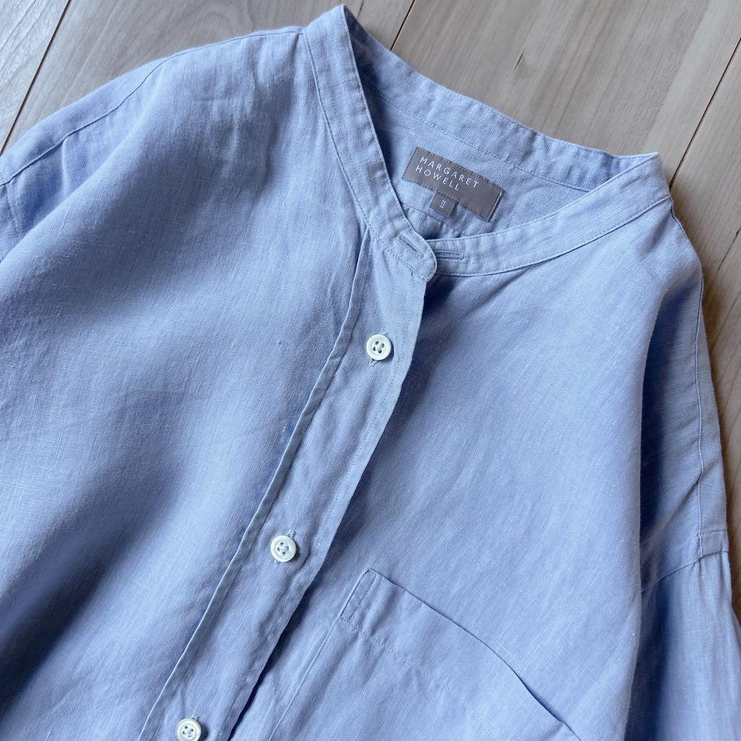 マーガレットハウエル 水色 SHIRTING LINEN SHIRTS 2