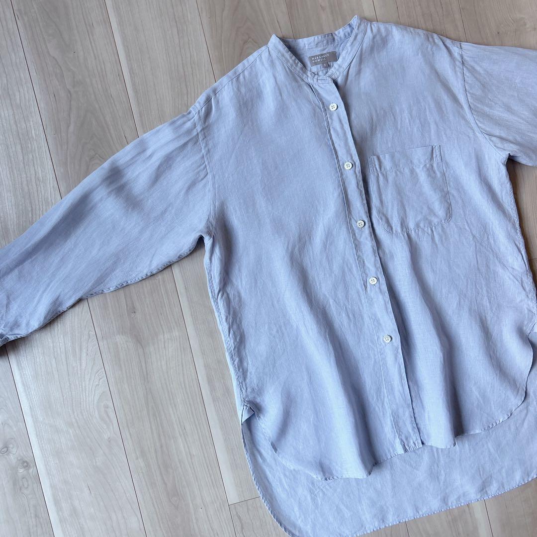 マーガレットハウエル 水色 SHIRTING LINEN SHIRTS 2