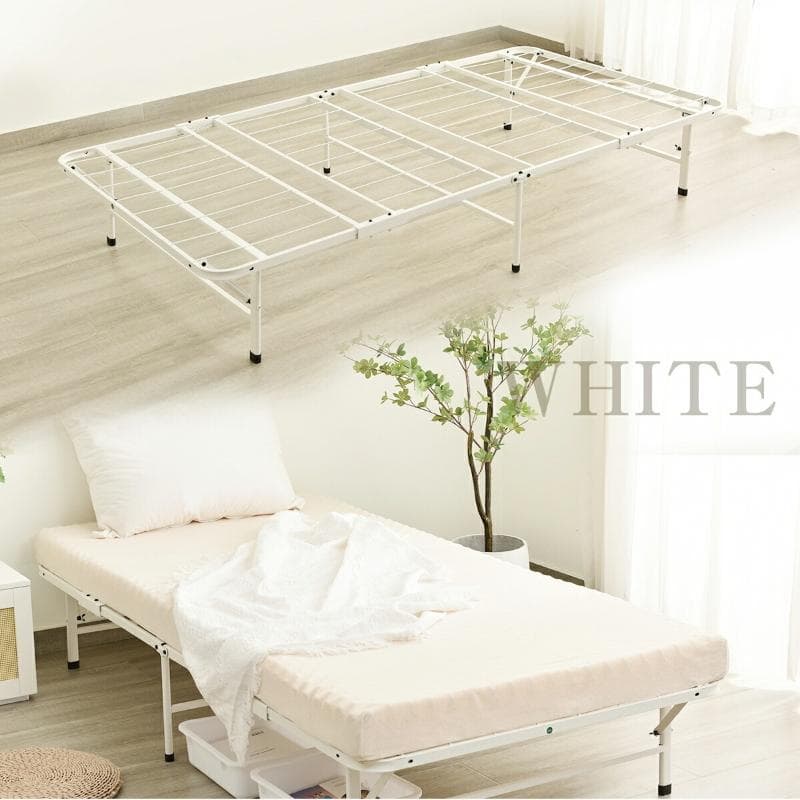 限定価格！パイプベッド 折りたたみベッド シングル 組立簡単 （S）WHITE