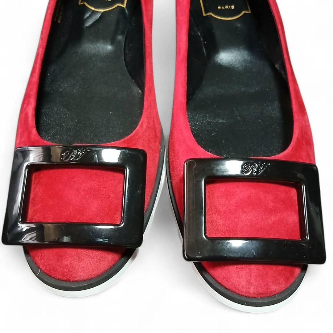 未使用級✨ロジェ ヴィヴィエ スエード パンプス 赤 レッド 38 シューズ