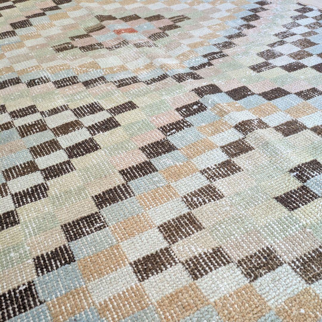 87×210 幾何学柄　スモーキーカラー　トルコヴィンテージラグ