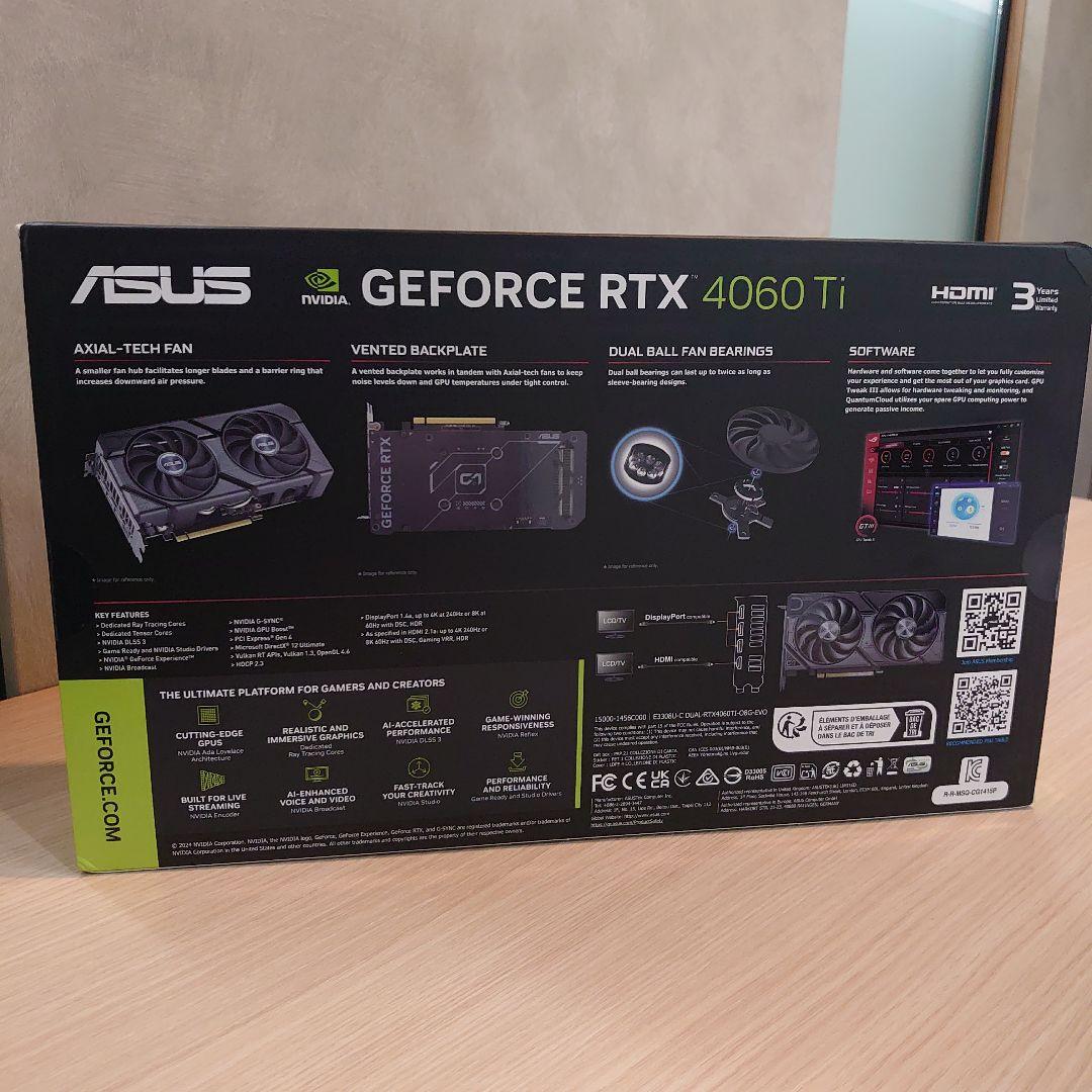 グラフィックボード・グラボ・ビデオカード ASUS DUAL GeForce RTX 4060 Ti OC 8GB