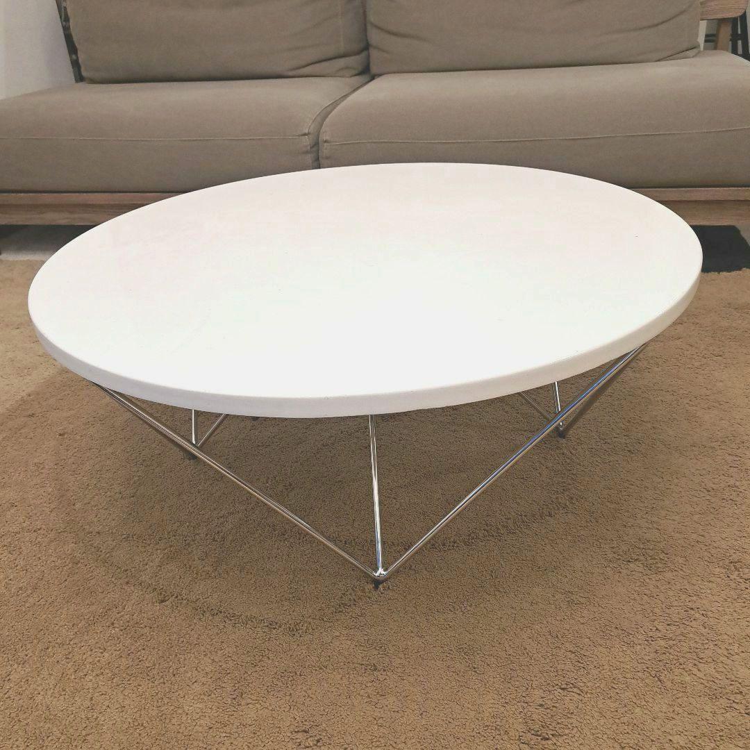 円形　リビングテーブル ローテーブル　ホワイトテーブル