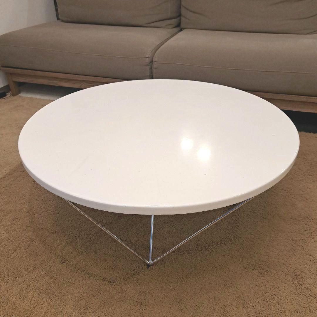 円形　リビングテーブル ローテーブル　ホワイトテーブル