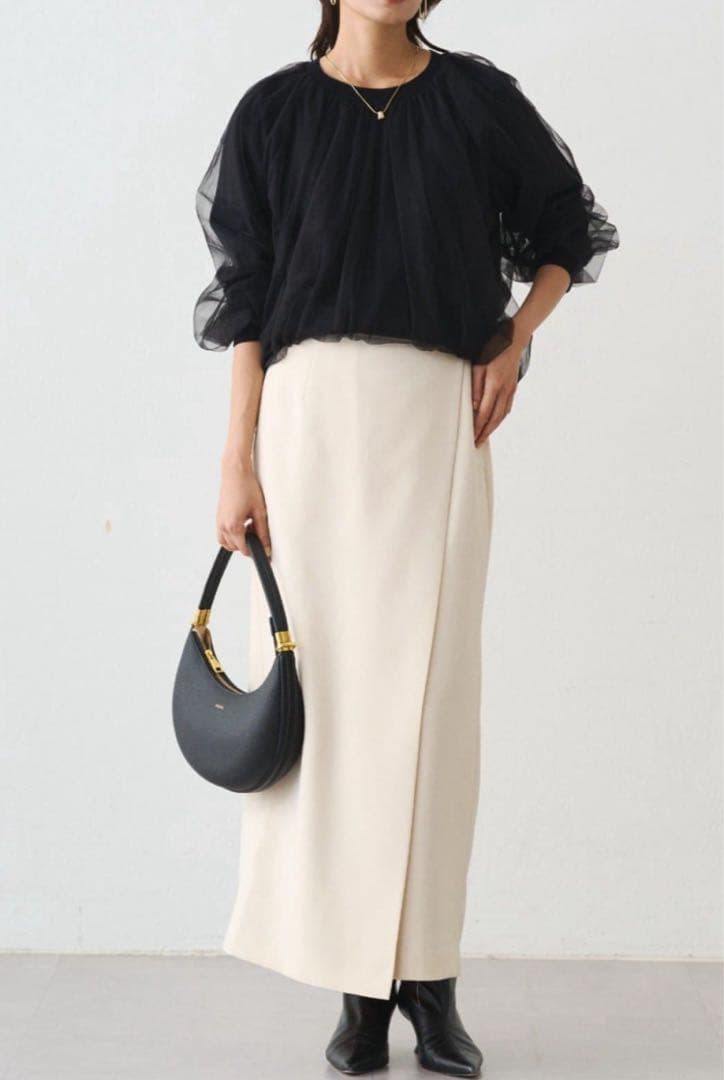 ◆新品未使用タグ付き◆【ラウンジドレス】チュールニット　ブラック