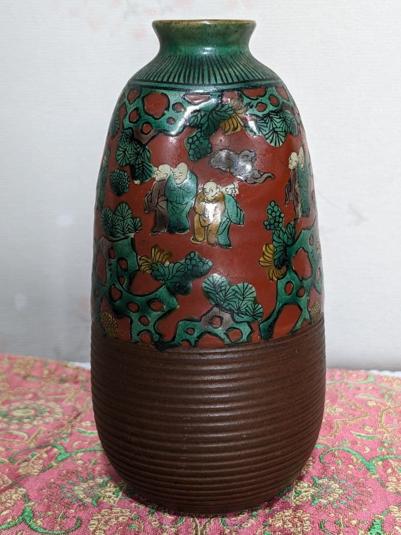 ⭐青木木米 京焼 南画赤絵琴高仙人 徳利 九谷焼 コレクション骨董品アンティーク