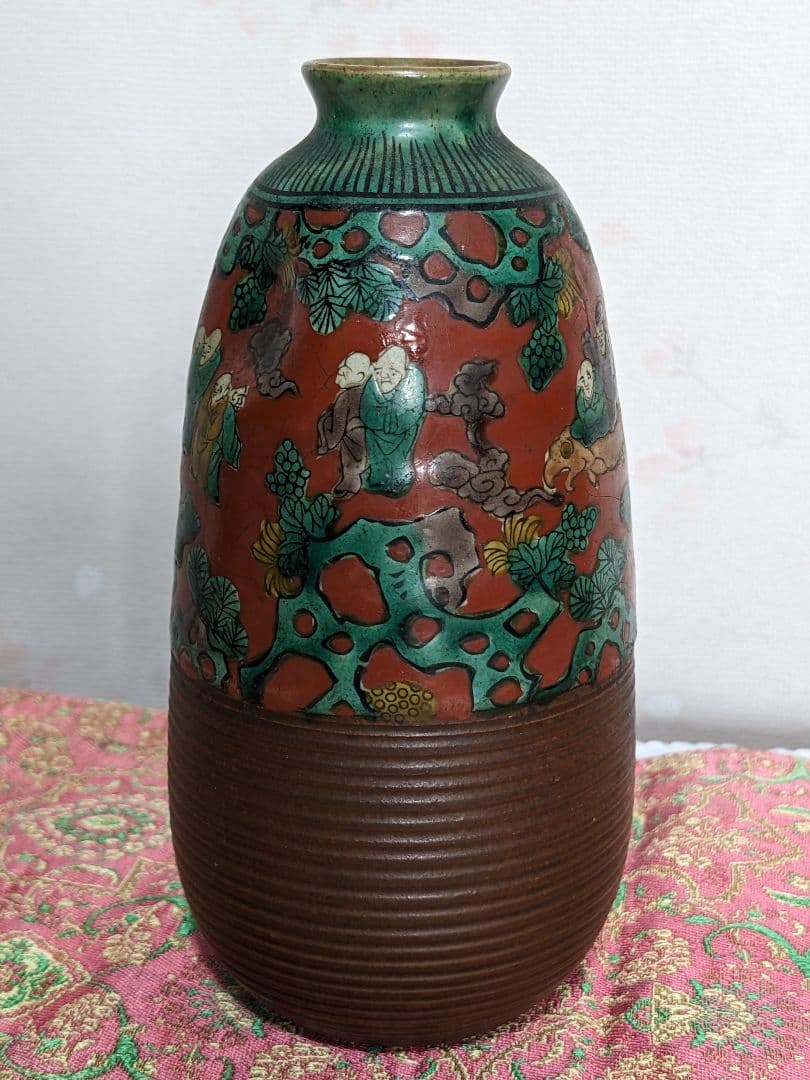 ⭐青木木米 京焼 南画赤絵琴高仙人 徳利 九谷焼 コレクション骨董品アンティーク