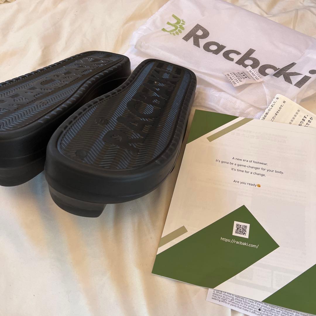 処分価格【袋付き】ラクバキ イージーサンダル　ブラック　Lサイズ 黒