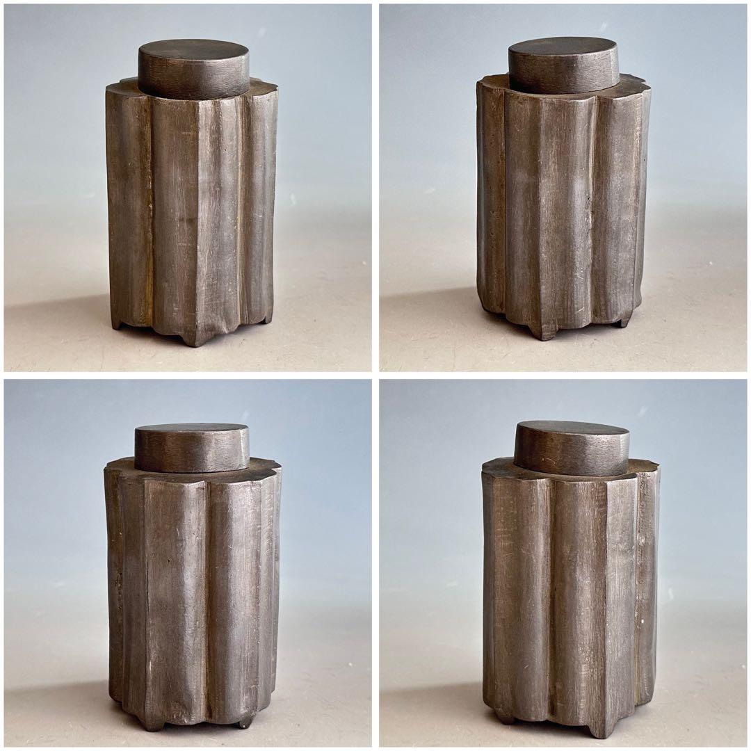 煎茶道具　唐物　点同　古錫　輪花形　茶心壷　茶入　仕服　古作　骨董　古玩