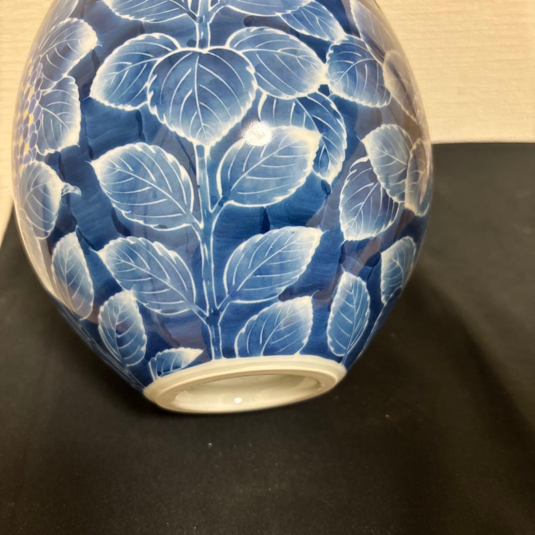 藤井朱明 壺 飾り壺 花器 日展人気作家 有田焼 紫陽花花瓶