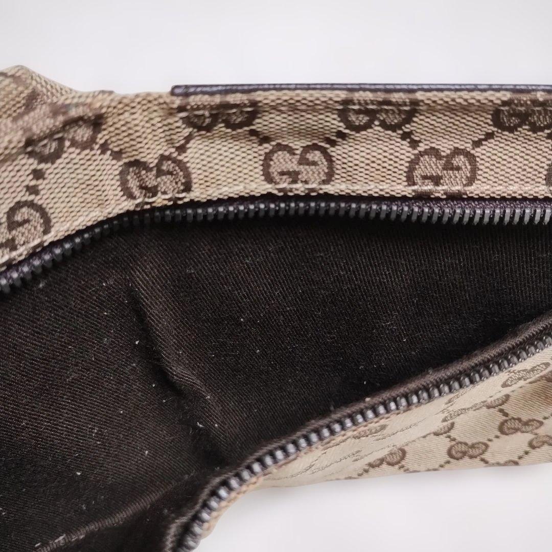 GUCCI ウエストポーチボディバッグGGキャンバス シェリーラインブラウン