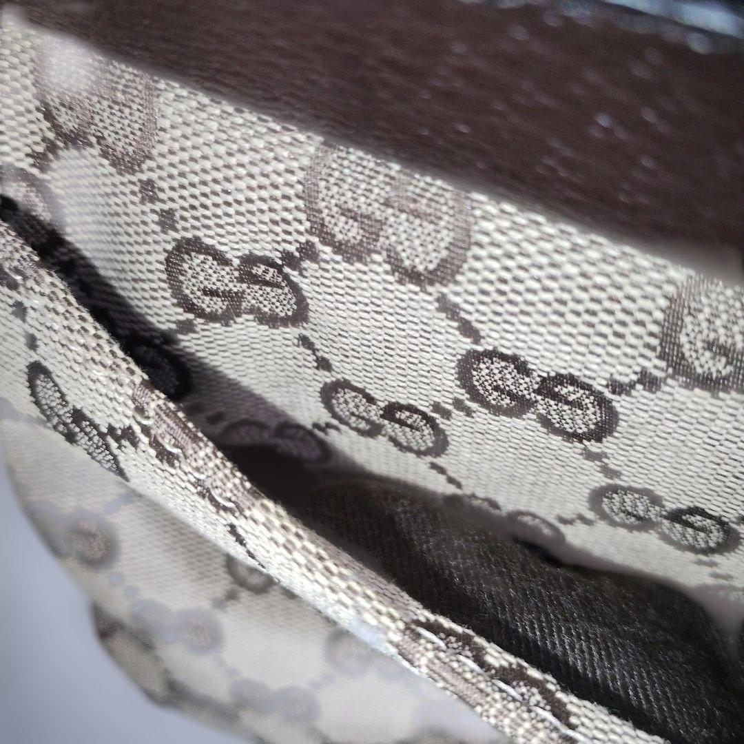 GUCCI ウエストポーチボディバッグGGキャンバス シェリーラインブラウン