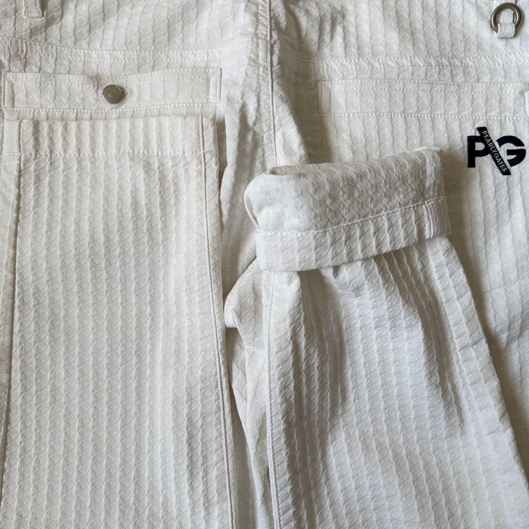現行モデル　美品　パーリーゲイツ　パンツ　M〜L相当　白　コットン素材　総柄　4