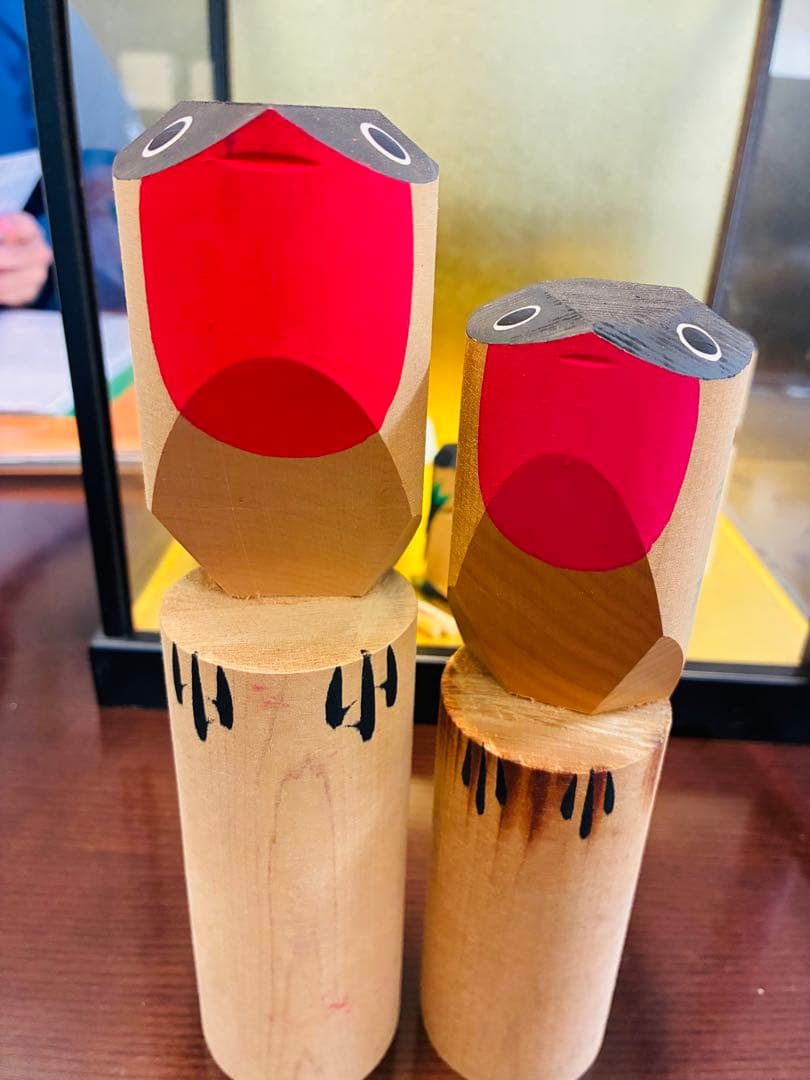 鷽とり　亀戸天神　ガラスケース付き