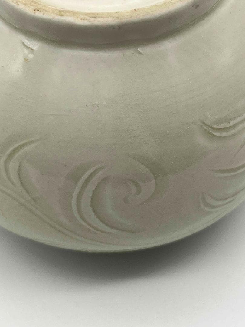 宋時代定窯　白磁刻花共蓋壺　蓋付き　茶入　茶道具　繊細　唐物(F-10)