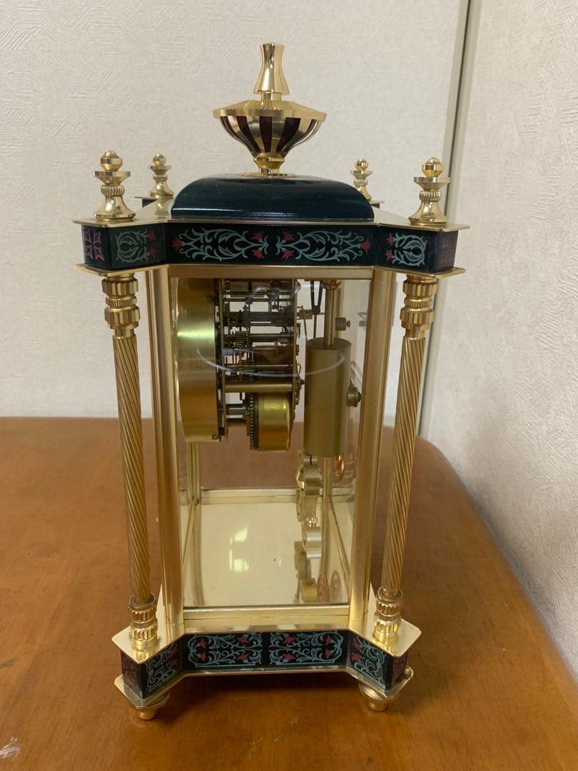 置時計 Nマーク 四面ガラス ゼンマイ式 振り子置時計 金属 日本美術時計