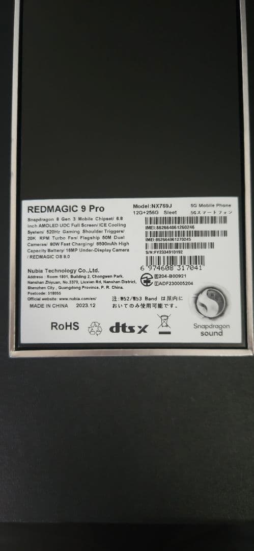 REDMAGIC 9Pro 12G＋256G Sleet/黒