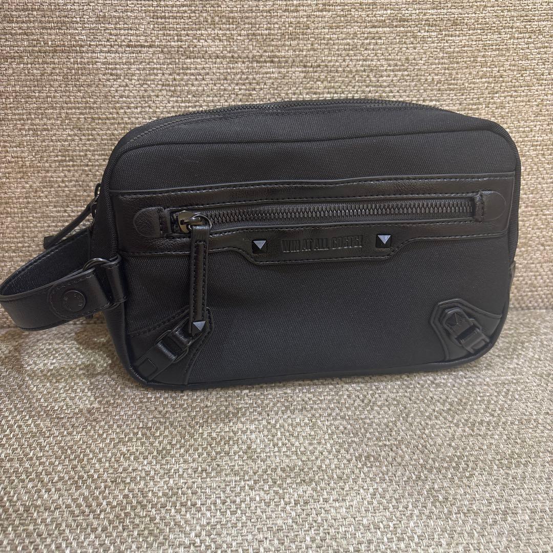 WAAC ゴルフ　ブラック ダブルジッパーバッグ