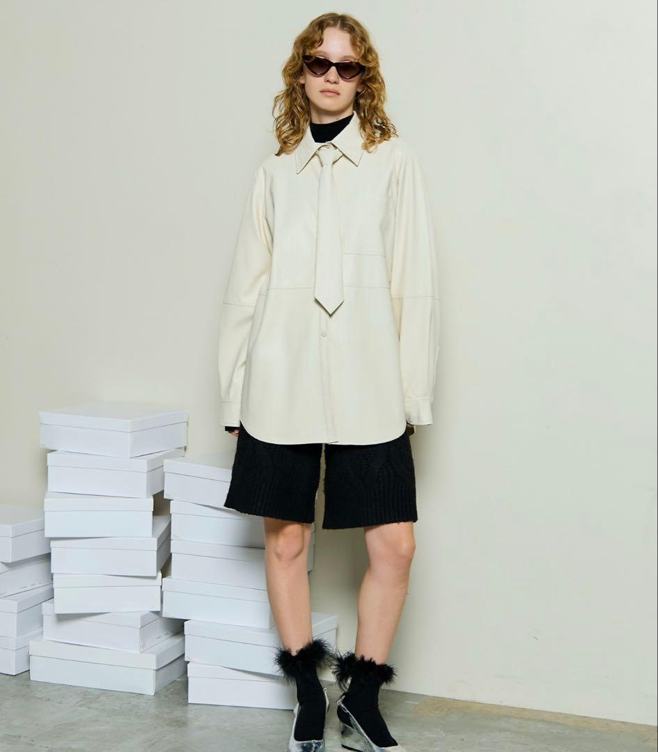 Vegan Leather Tie Shirtヴィーガンレザーネクタイシャツ新品