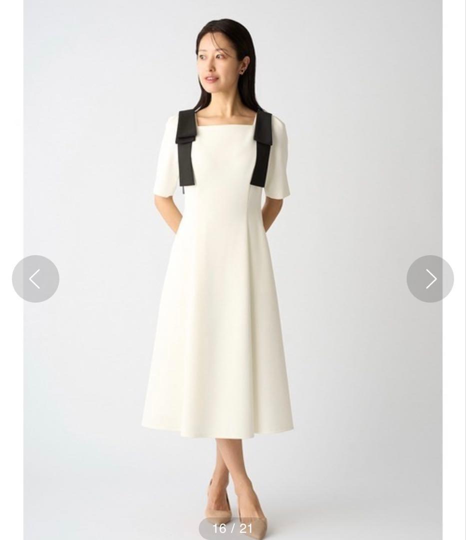 ⭐︎新品⭐︎ セルフォード　ショルダーリボンワンピース　オフホワイト　36