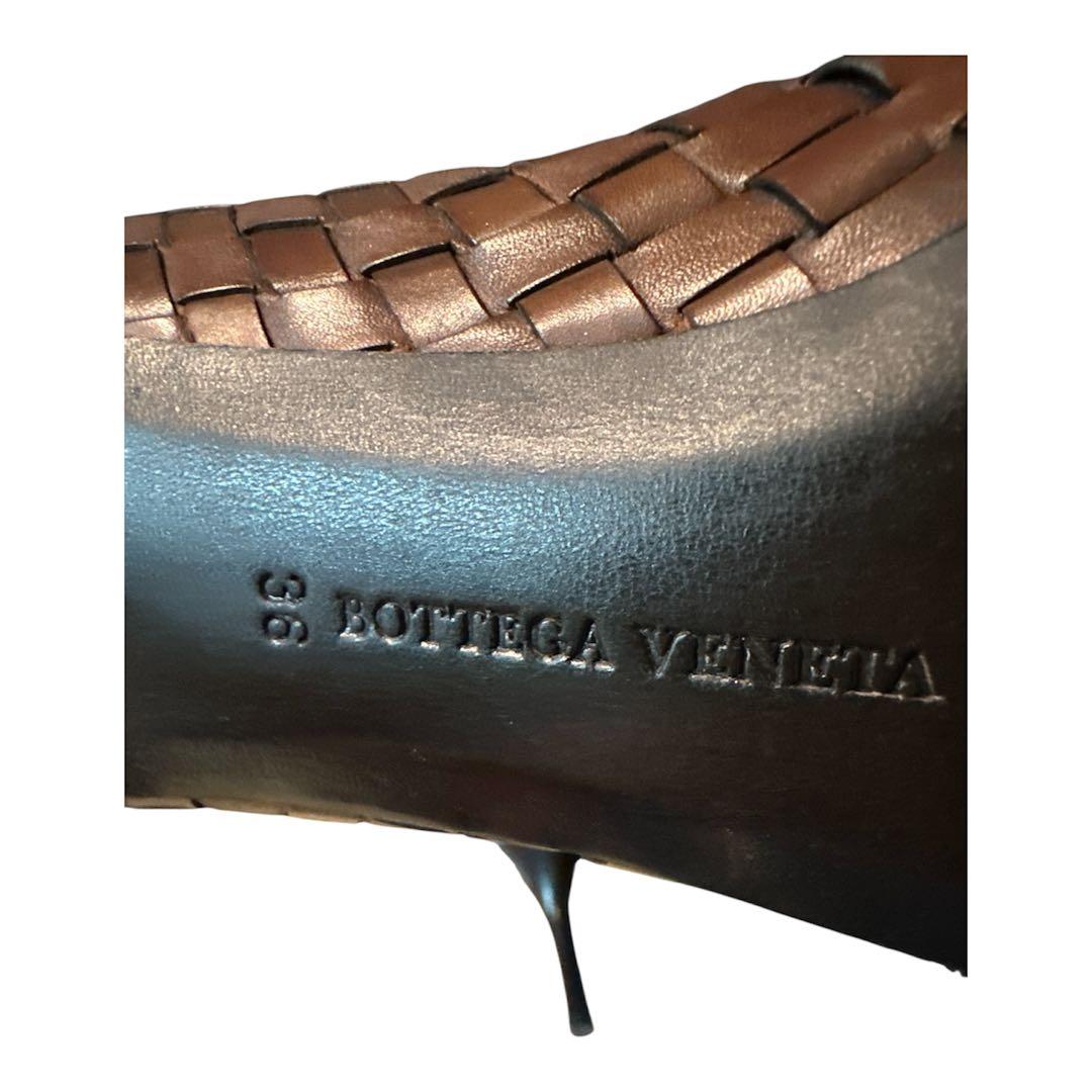 ボッテガ　ブラウン編み込みロングブーツ