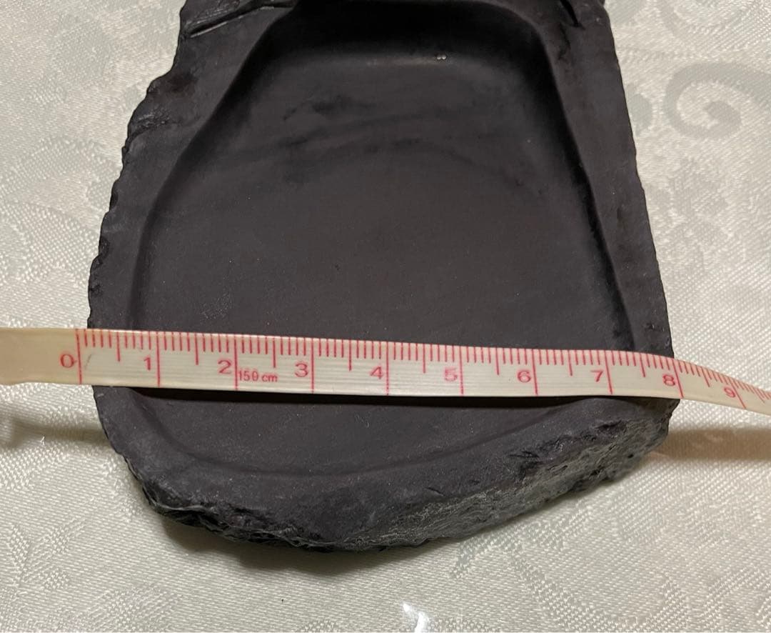 彫刻石硯 松と鳥 唐木箱入り ＆ 墨と筆2本セット