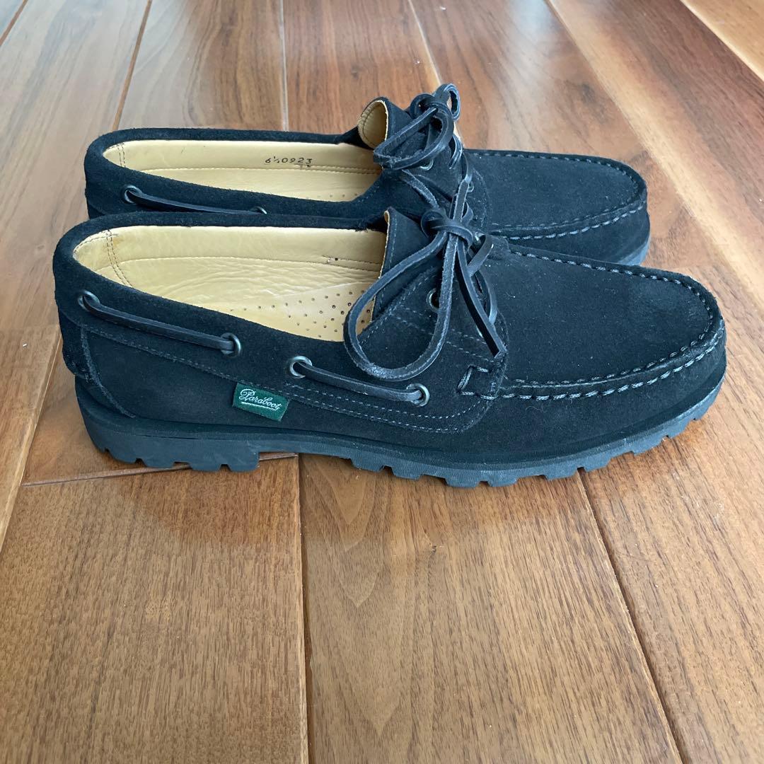 美品 パラブーツ デッキシューズ MALO 黒スエード UK6.5